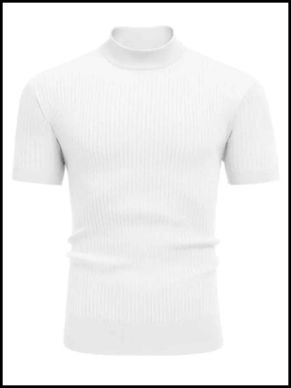 Men's Mock Turtleneck Short Sleeve Knit Pullover Sweater Ribbed Hem Casual